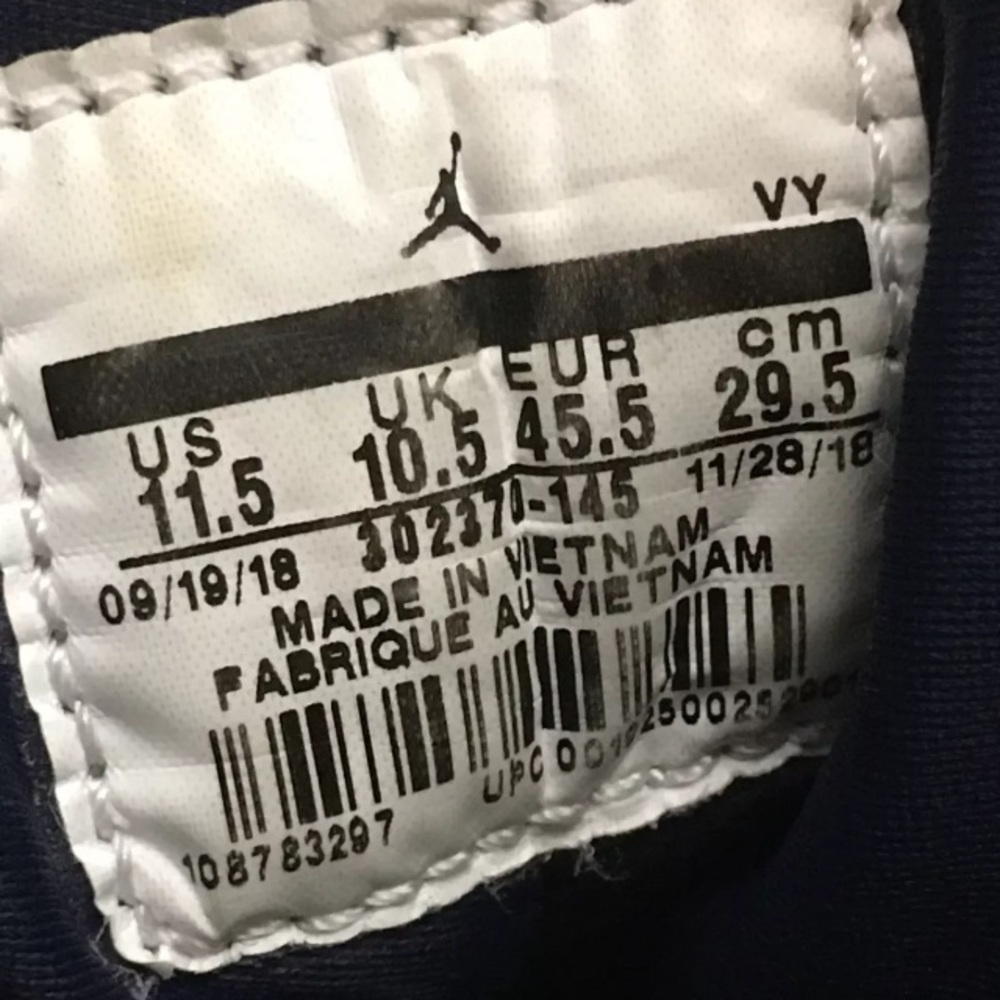Size 11.5 - Air Jordan 9 White University Blue, UNC 2018 - Picture 7 of 12
